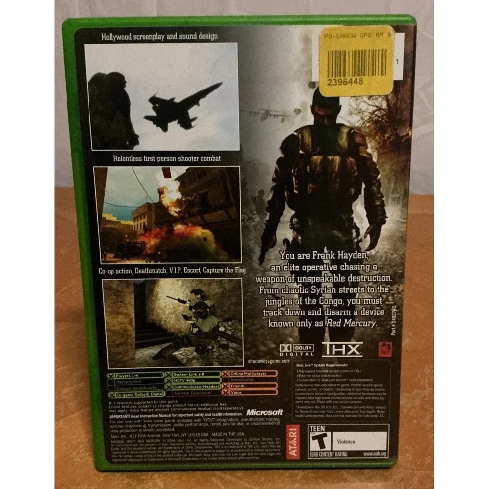 Shadow Ops Red Mercury (Microsoft Xbox, 2004) Complete with Manual